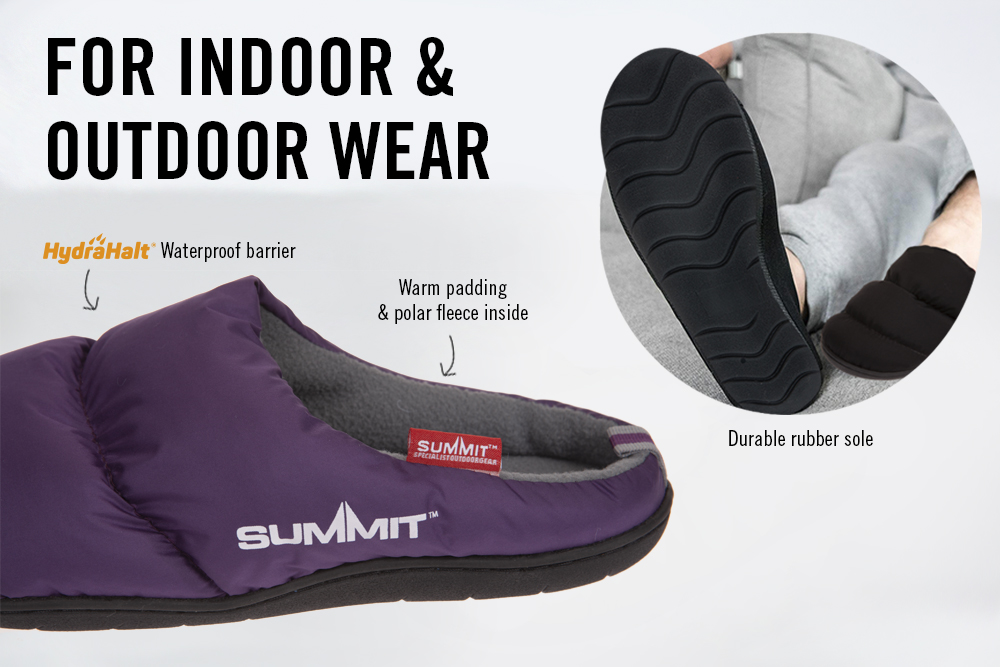 Summit Camping Unisex Slippers Small Water Resistant Thermal Fleece Warm Purple 